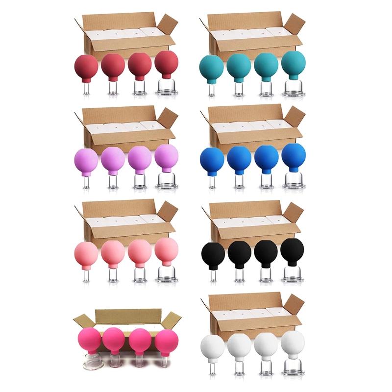 4 Stück Anti-Cellulite-Saugnapf Ventosa Silikon Ball Gläser Glas Vakuum Schröpfen Set Dosen Körper Gesicht Massagegerät Drop Shipping