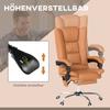 High Back Vibration Massage Office Chair, Heated Reclining PU Leather Computer Chair with 135 Degrees Reclining Back and Footrest, Light Brown