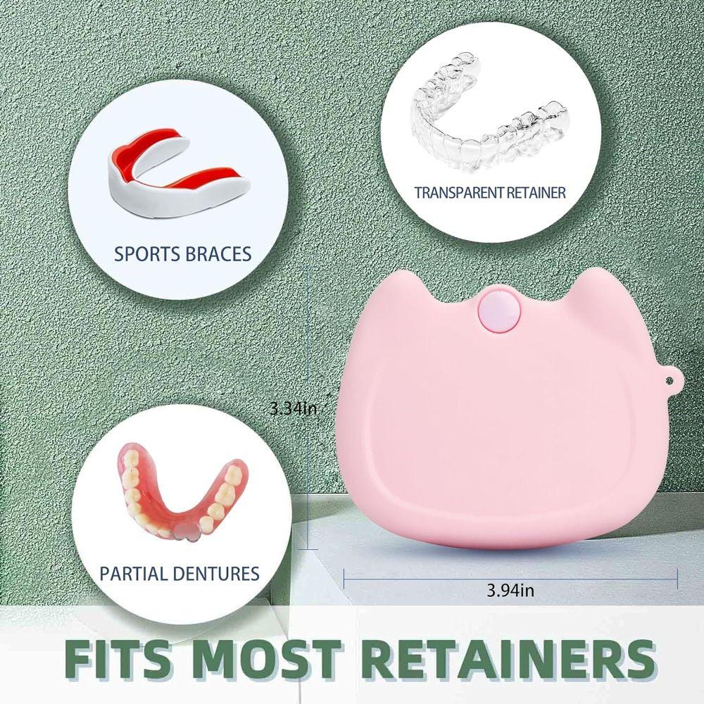 Soft Denture Storage Box Cartoon Cat False Teeth Protective Case  Tooth Care Tool