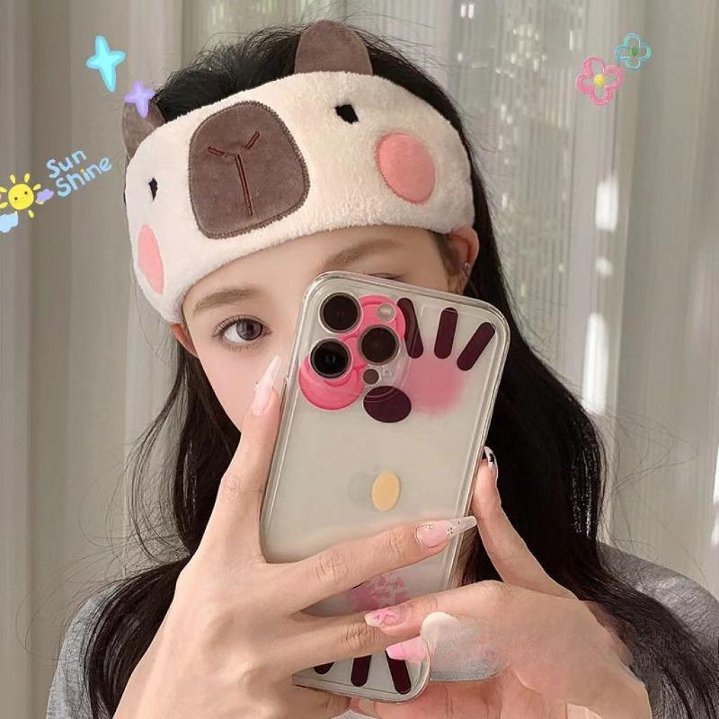 Capybara Coral Velvet Hair Band, Water-absorbing and Quick-drying Postpartum Headscarf, Face Wash Headband, Makeup Remover Hair Cover