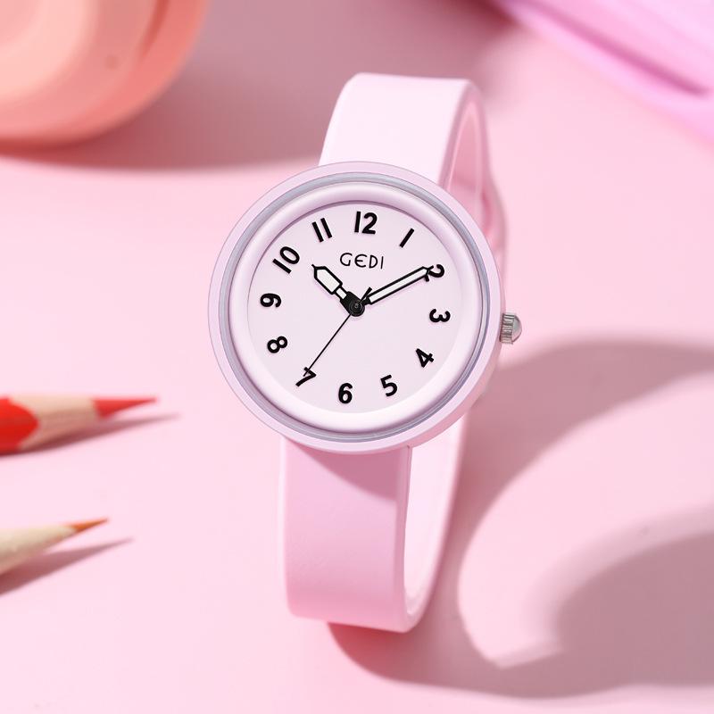 Einfache und hochwertige Silikonuhr, Bonbonfarbe, Kleine und frische Schüleruhr, Wasserdichte Jelly-Uhr.