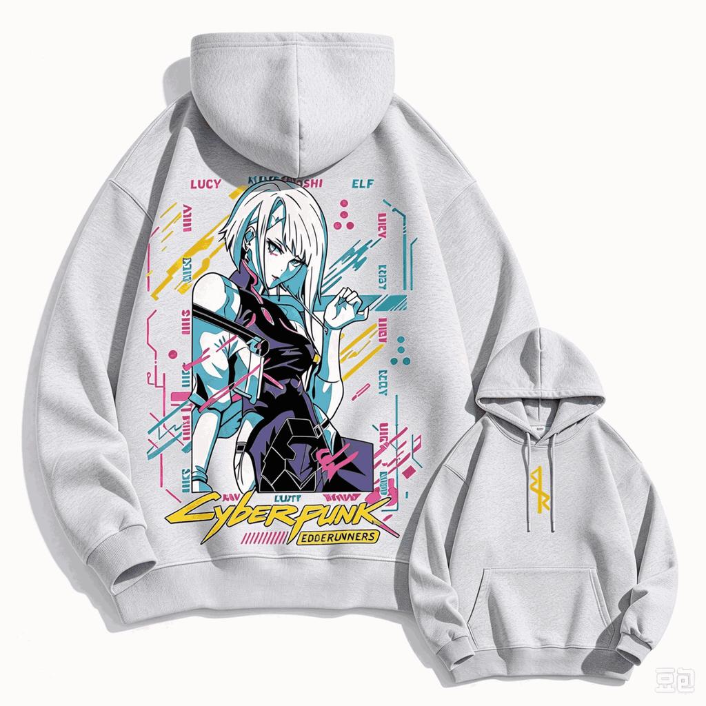 Cyberpunk Edgerunners Grafik Hoodies Herbst Winter Herren Manga Vintage Übergroß Unisex Streetwear Trendig Sport Grafik Y2k Kurze Ärmel Klassisch