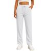 Pantalon droit tendance de couleur pour femme avec taille haute à cordon de serrage, poches et ceinture élastique, pantalon décontracté