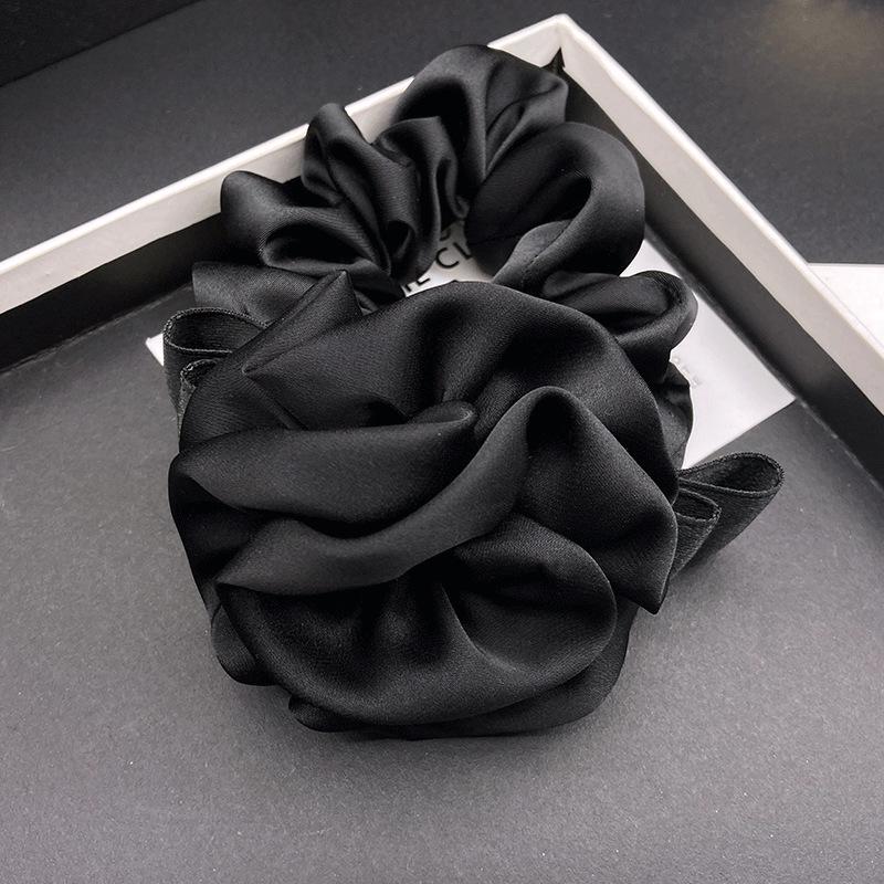 French Rose Satin Scrunchie: Elastic Korean-Style Ponytail Hair Accessory