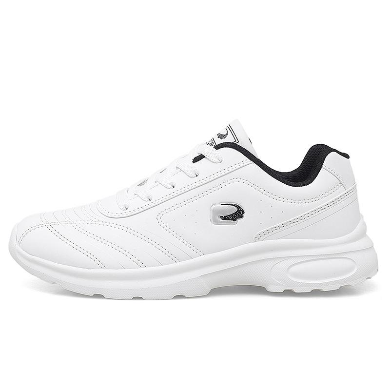 

Мужские кроссовки большого размера с кожаной поверхностью, дышащие и легкие, корейская версия, белые повседневные туфли, модная мужская обувь среднего возраста 38 белый