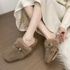 Thick-bottomed Fluffy Slippers for Women's Outer Wear 2025 Autumn and Winter New Beaded Accessories Fashion Foreign Style Home High-end Cotton Slipper