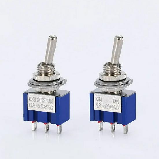 MTS-102 Momentary Self-Reset Toggle Rocker Switch, 6MM Three-Pin, Two-Position