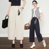 Spring Collection: Women's High-Waisted Loose Wide-Leg Cropped Pants - Slimming & Versatile for Petite Figures