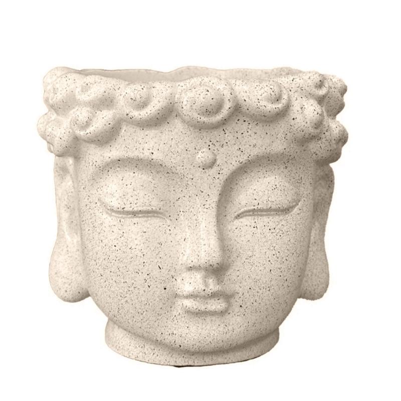 Elegant Resin Buddhas Shape Flower Pot Handcrafted Resin Buddhas Head Planter For Succulents And Desk Decoration