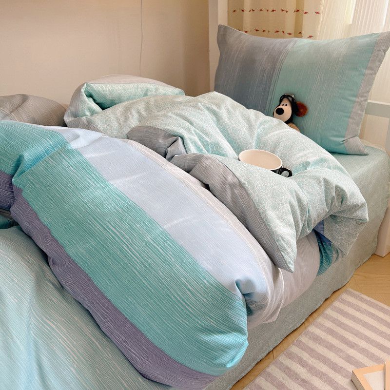 

Чистый хлопок Студенческое общежитие Кровать Хлопковое постельное белье из трех предметов Пододеяльник Простынь на резинке Четыре предмета Односпальное одеяло для колледжа Постельное белье Hotel pillow core 48*74cm Ziplock