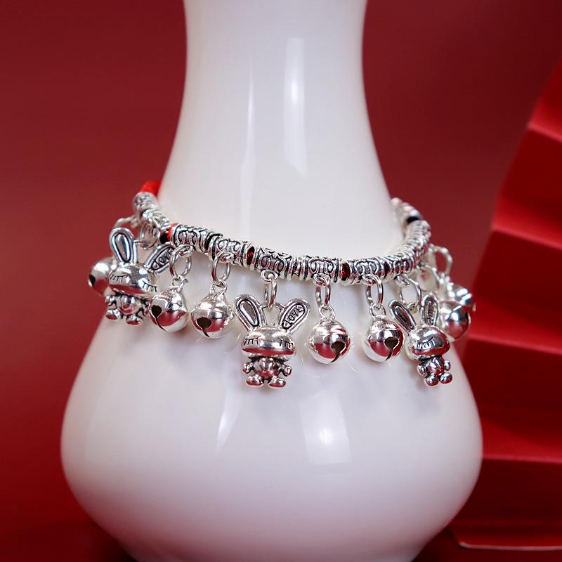 

Браслет з червоної нитки року Тигра за китайським зодіаком з дзвіночком - Унісекс плетений браслет на ногу для Нового року Standard