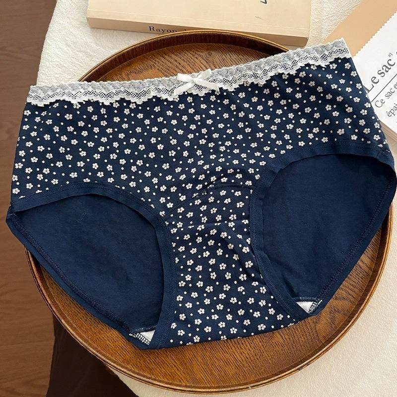 Women's Spring and Summer Pure Cotton 10A Antibacterial Extended Crotch Hip Mid Waist Triangle Briefs