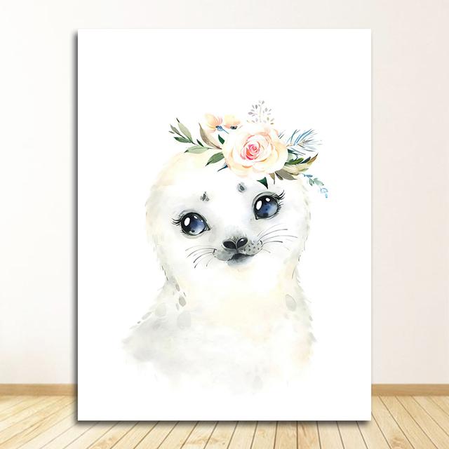 Canvas Painting Nursery Wall Pictures Kids Room Decor Cute Deer Zebra Lion Rabbit Pig Flower Nordic Posters And Prints Wall Art