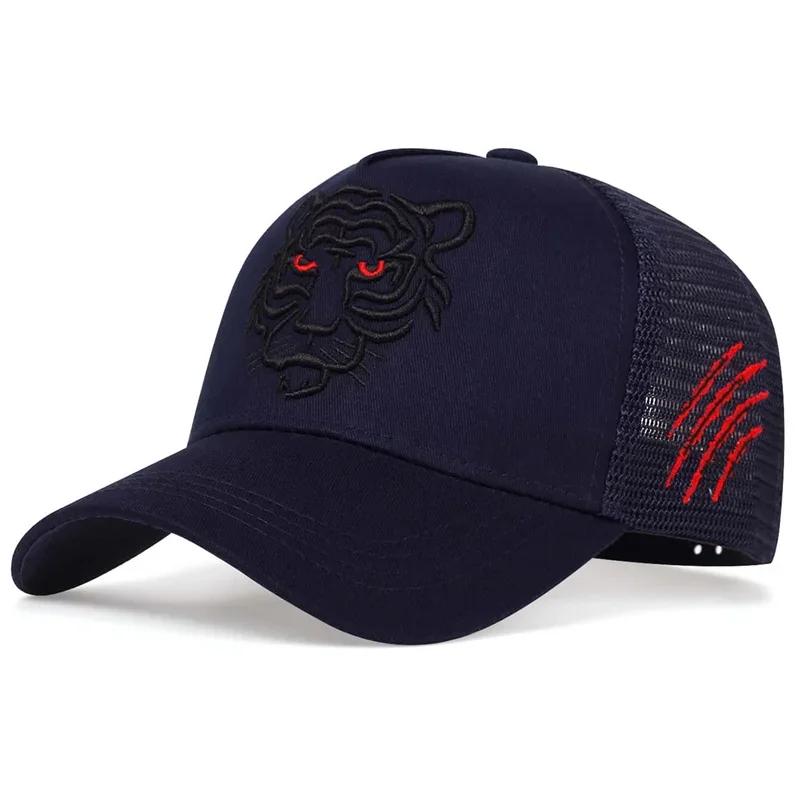 

Unisex Tiger Embroidery Baseball Net Caps Spring Summer Outdoor Sunscreen Hat Adjustable Casual Trucker Hats