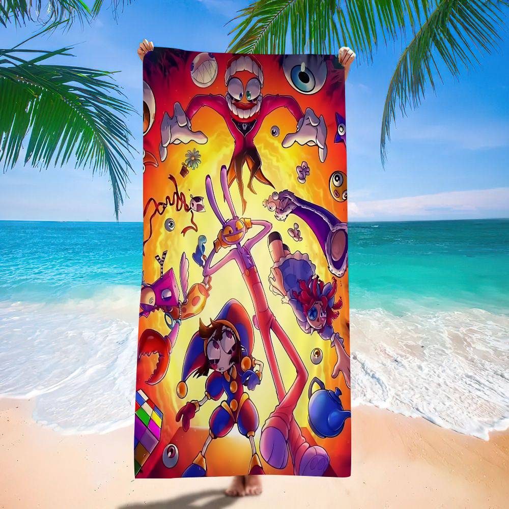 Animation A-Amazing D-Digital Circus Microfiber Printed Beach Towel Mountain Climbing Yoga Beach Soft Towel
