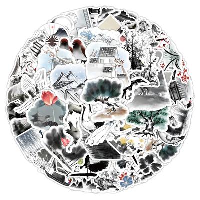 63 Peças Adesivos Estilo Antigo Pintura a Tinta - Arte Chinesa Elegante para Decorar Cadernos, Celulares e Projetos DIY Loja AnimeWorlds