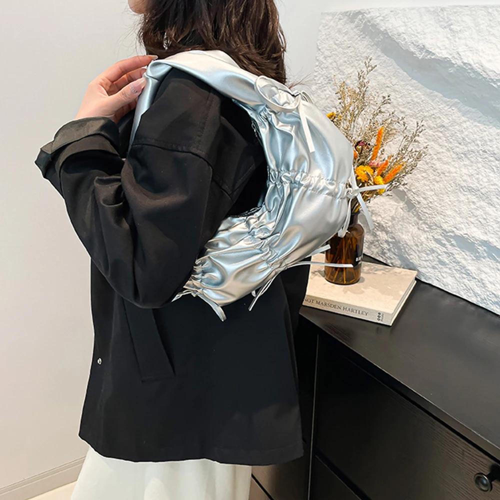 Sac à main pour femme nœud en demi-lune Sacs plissés Nuage Boulette pour femme Sac d'épaule Croissant Sac de créateur Pochette Croissant