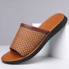 Lightweight  Big Size Men's Slippers Casual 2025 Summer New Flip-flops for Men Solid Color Leather Beach Shoes Male