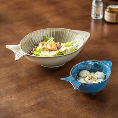 Premium Sense Niche Small Fish Bowl Ceramic Tableware Special-Shaped Bowl Household Rice Bowl Vegetable Bowl Salad Bowl Japanese Noodle Soup Bowl