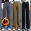 Chenier Samt-Freizeithose mit weitem Bein für Herbst und Winter, hoch taillierte, elastische, schlankmachende und warme Freizeithose mit geradem Bein