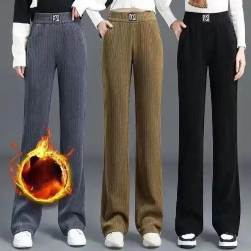 Chenier Samt-Freizeithose mit weitem Bein für Herbst und Winter, hoch taillierte, elastische, schlankmachende und warme Freizeithose mit geradem Bein