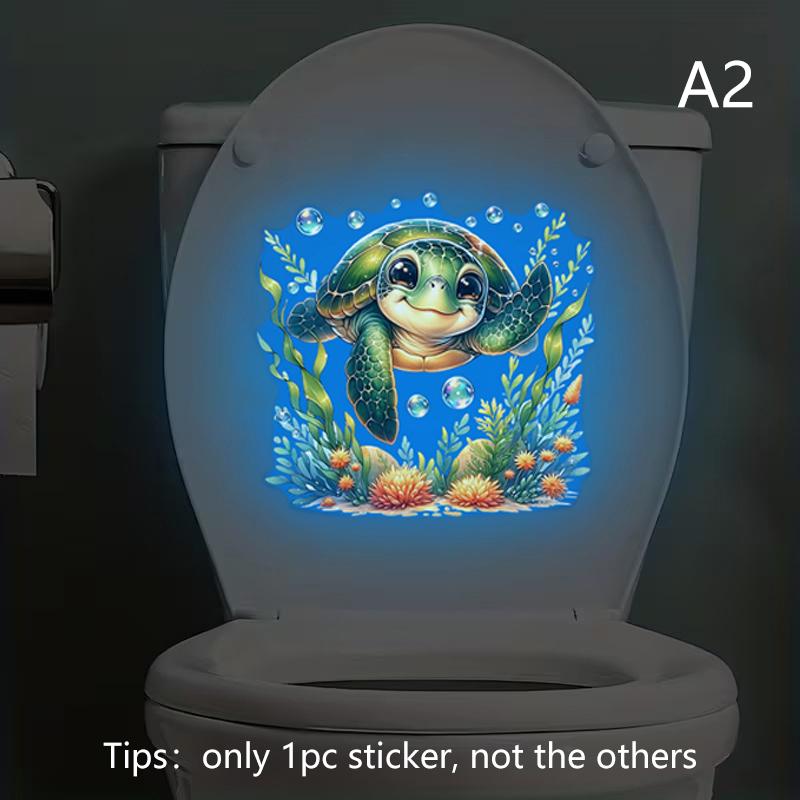 Luminous Sea Turtle Decal Glow-In-The-Dark Toilet Sticker Self-Adhesive Removable Home Decoration Wall Stickers