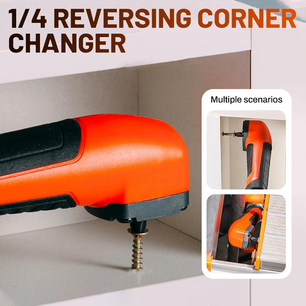 90 Degree Extension Driver Right Angle Attachment 1/4" Reversing Corner Changer Ratchet Screwdriver Adjustable Power Driver Tool