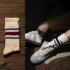 Unisex Baumwollsocken mit Streifen im amerikanischen Stil - Dick, warm, mittelhoch für Herbst/Winter