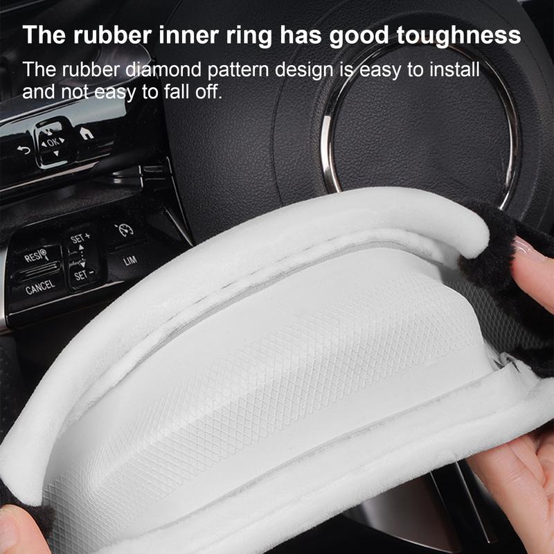 Furry Steering Wheel Cover Soft Automobile Steering Wheel Protector For Winter Car Decoration 38cm/14.96inch Anti-Slip Car
