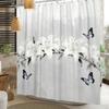 Fashion Modern Plant Shower Curtain Colorful Butterfly Flowers Shower Curtains Bathroom Decor Waterproof With 12 Hooks Curtains