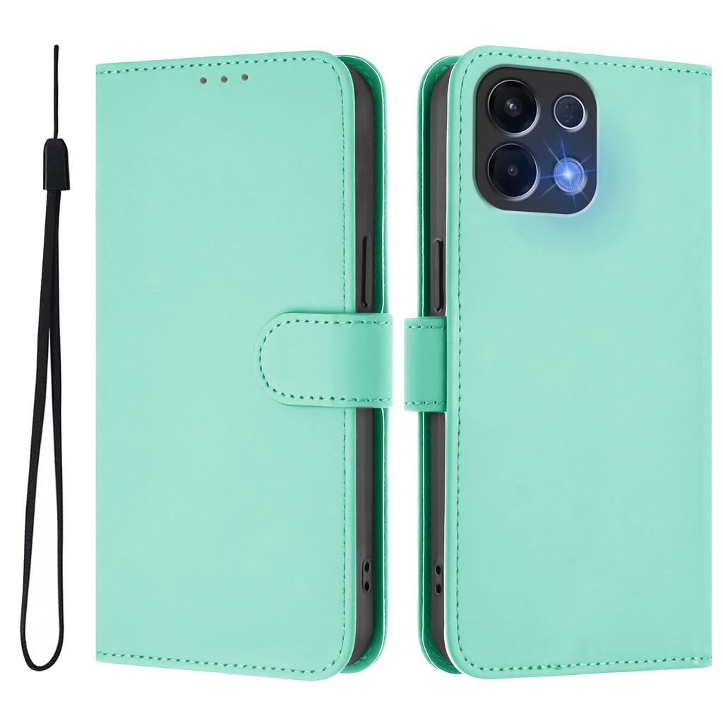 For Oppo K13 5G Case Solid Color Wallet Leather Phone Cover with Strap