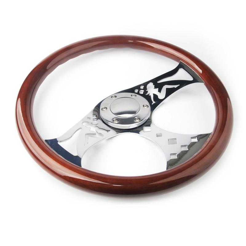 Beauty Carved Style Universal Classic Real Mahogany Wood Steering Wheel 380mm 15 Inch Car Steering Wheel