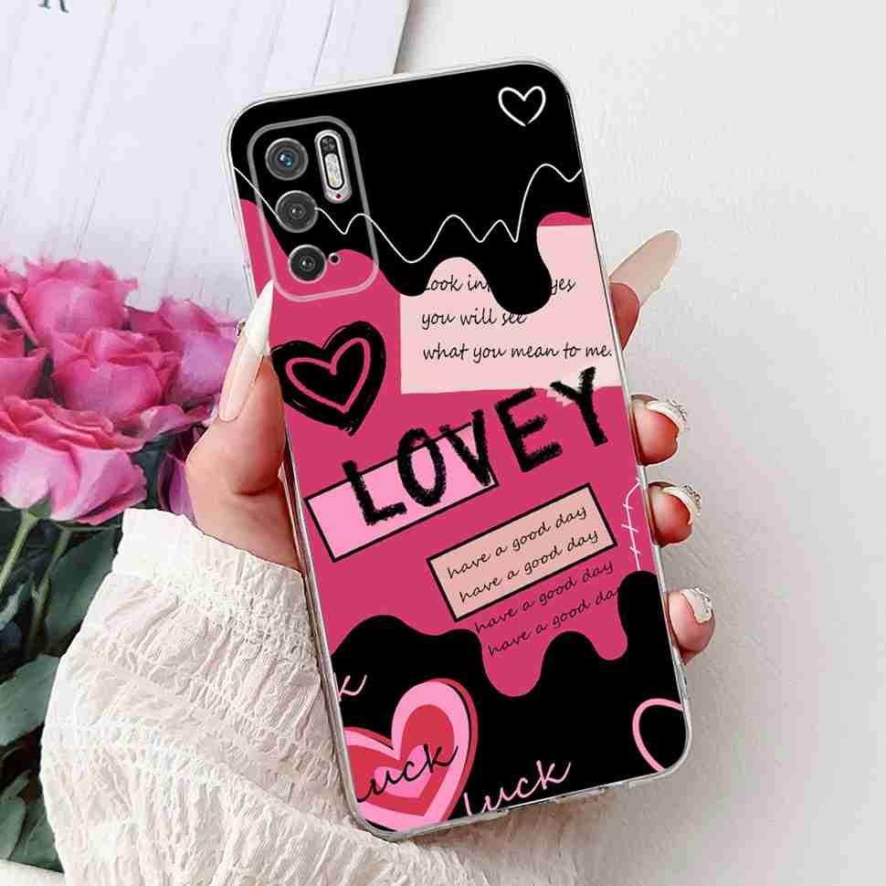 For Redmi Note 10 5G Case Fashion Rose Bow Soft Silicone TPU Back Cover For Xiaomi POCO M3 Pro 5G 6.5" Shockproof Phone Cases