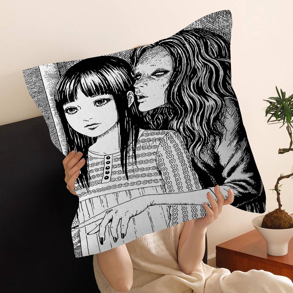 Junji Ito Tomie Retro Personalized Pillow Cover Kids Bedroom Wild Party Decor Pillowcase Kid Birthday Shower Gift