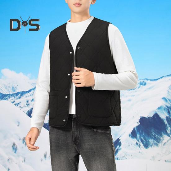 Women Fall Winter Waistcoat Sleeveless V Neck Single Breasted Thick Padded Warm Solid Color Casual Windproof Soft Lady Vest Coat