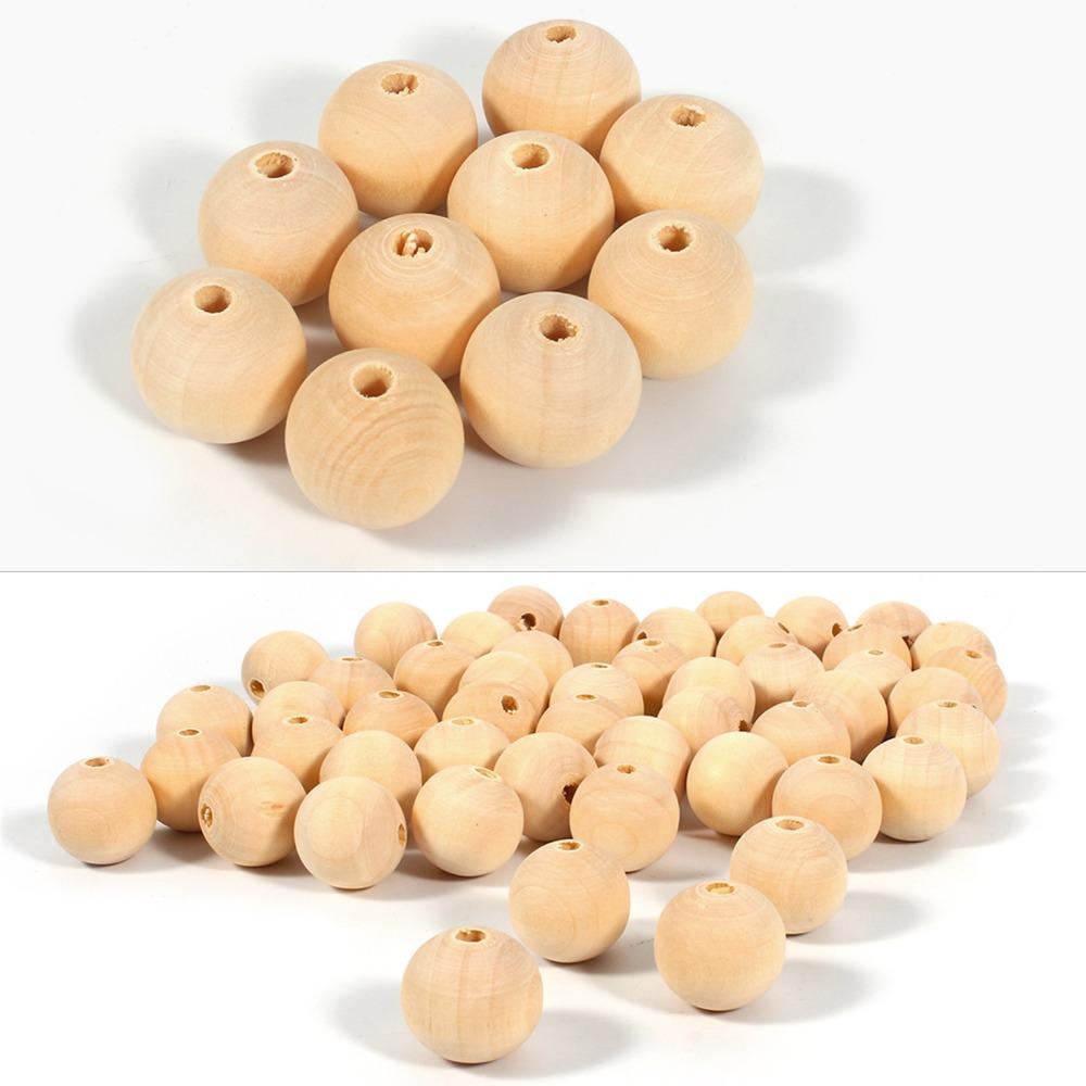 50pcs with Hole Round Wooden Beads 20mm Size Unpainted Wood Beads Wood Beads  DIY Jewelry Making