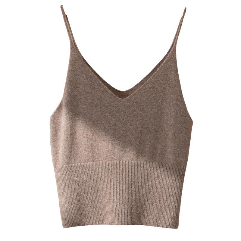 Women's Cashmere Camisole - 100% Pure Cashmere, Autumn/Winter, Slim Fit, Solid Color, Fashionable Knit Vest