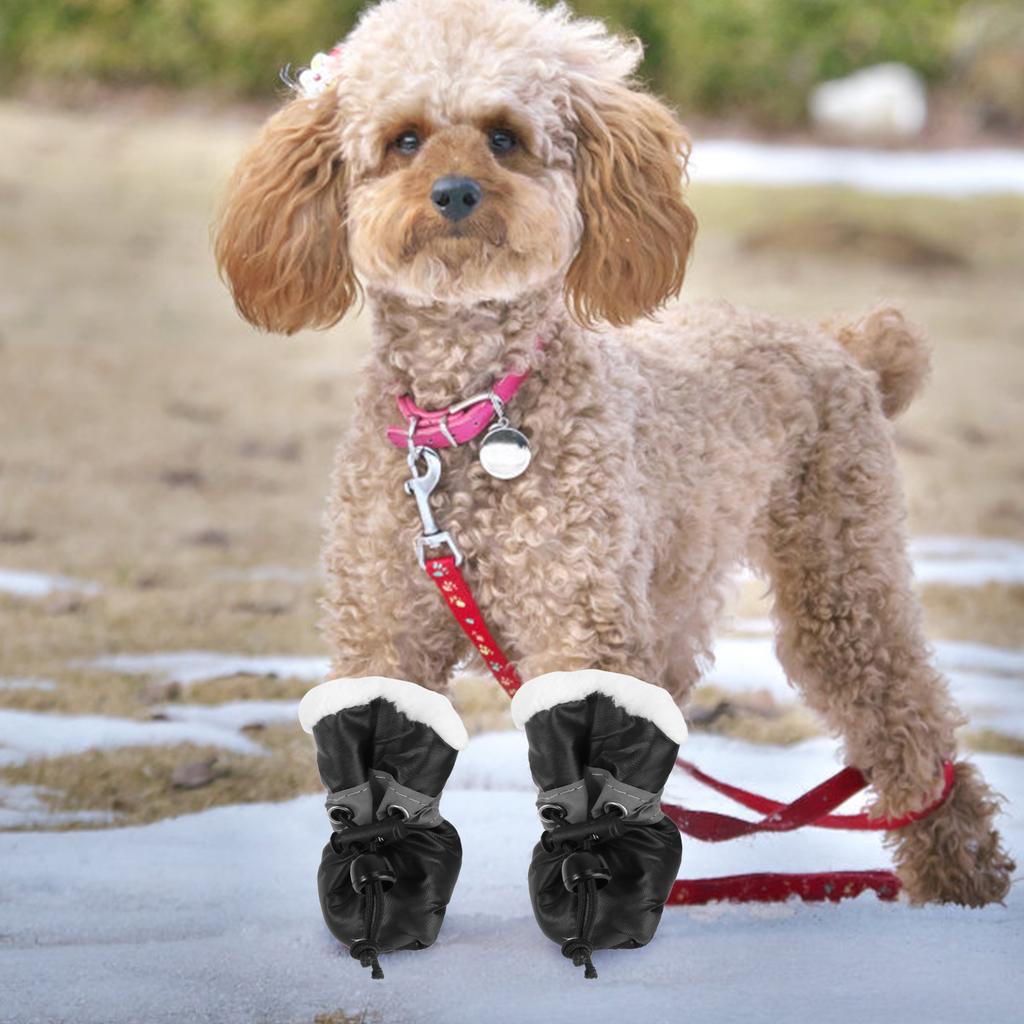 4Pcs Protective Dog Rain Boots Slip-Resistant Outsole Easy on Off Fit for Walking Jogging in Mud Size 1