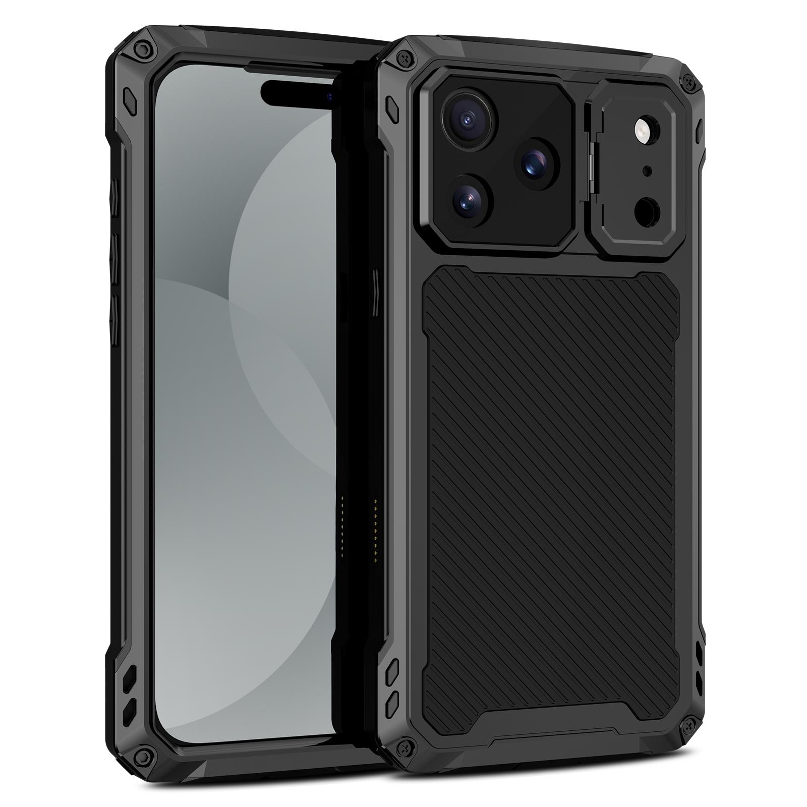 

For IPhone 17 Pro Max / Air / 16 E / 15 / 14 Case 360 Metal Aluminum Tempered Glass Screen Camera Lens Protection Bracket Cover iPhone17 Pro чорний