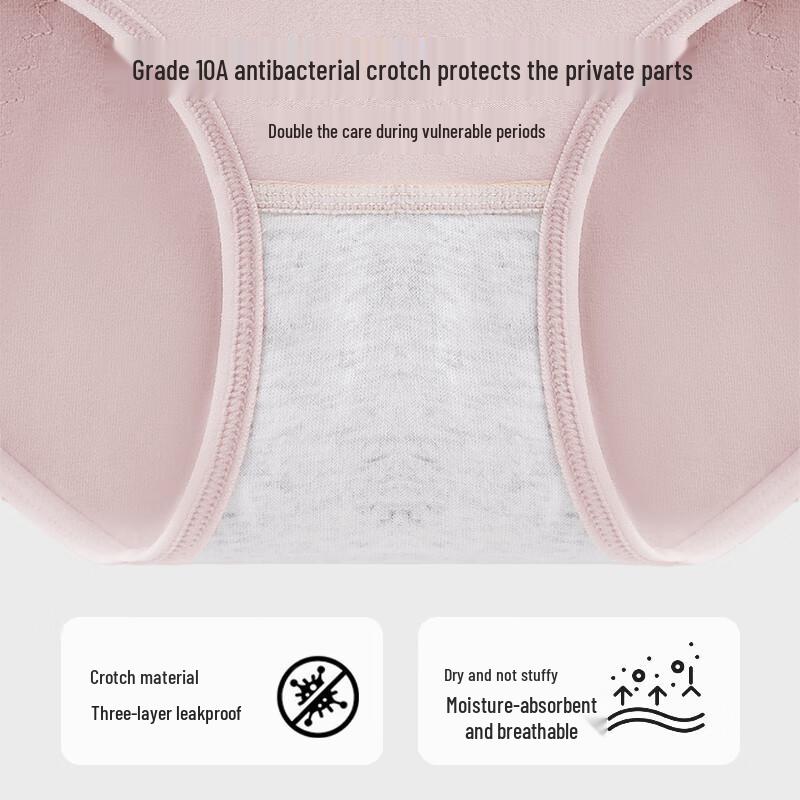 Audifen Women's High-Waist Cotton Menstrual Underwear 3-Pack