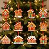 Decorative Cookie Style Tree Hanging 12/16/24PCS Wooden Christmas Ornaments, Gingerbread Man & House Decorations, Lightweight Xmas Charms Ornaments