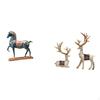 Graceful Equine And Deer Figurine Set Elegant Standing Horse Sitting Reindeer Sculptures for