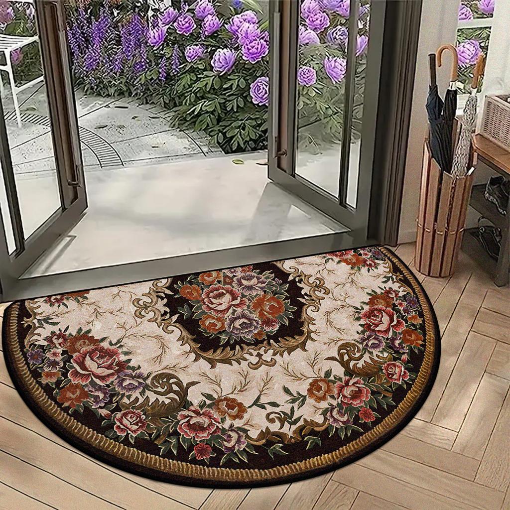 Entrance Door Mat Dustproof Floor Mats Semicircle Outdoor Imitation Stone Carpet Spring Green Plant Carpets Home Decoration Rug