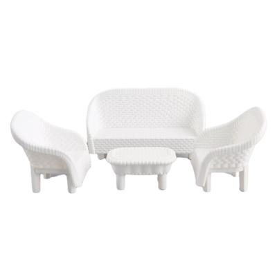 4 Τεμάχια Λευκό DIY Κουκλόσπιτο Μινιατούρα Σαλόνι Αντίκα Καναπές Τραπέζι Μοντέλο Παιχνίδι για Παιδιά