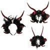 Horn Handmade Animal Gothic Headbands Dark Lace Hair Hoop for Live Shows