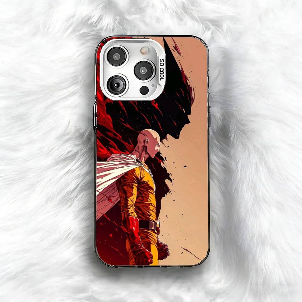 

O-One P-Punch Man S-Saitama Phone Case For iPhone 16 17 15 14 12 13 Pro Max Black Color Shockproof Cover iPhone16plus