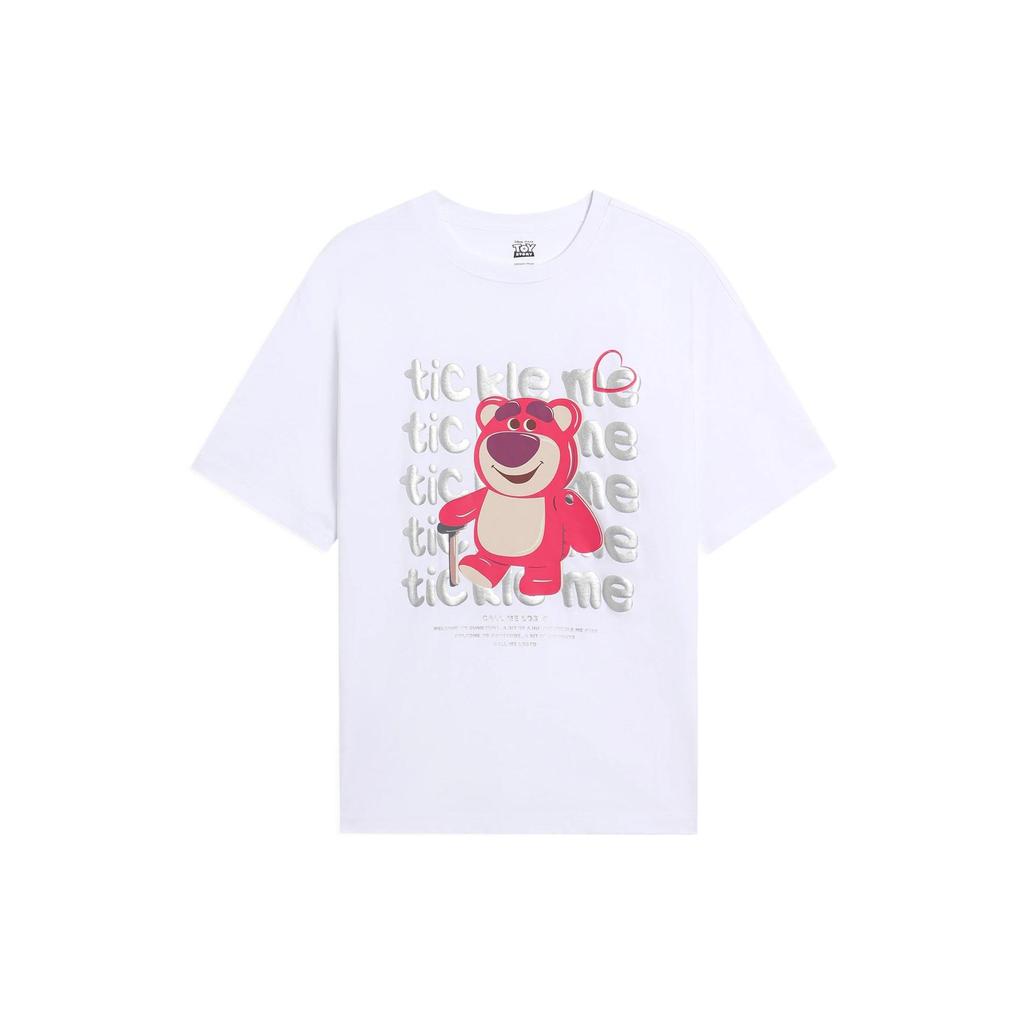 Li-Ning X Disney Toy Story SS22 Strawberry Bear Print Crew Neck T-Shirt Unisex Tops White AHSS949-5