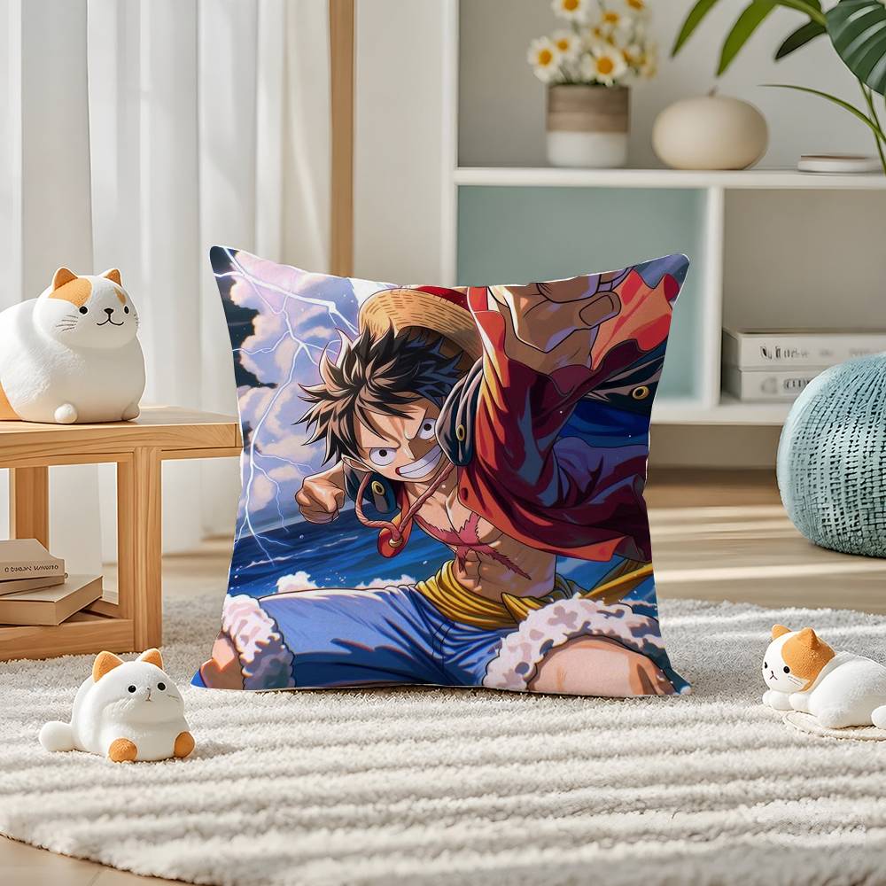One Piece Gear Five Luffy Anime Plush Pillow Cover Soft Short Plush Cushion Cover For Sofa Bedroom Home Decor Gift Decoration