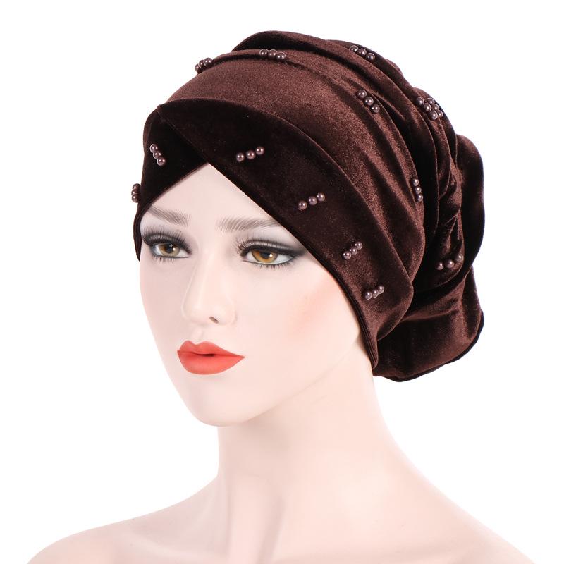 Velvet Pearl Turban Headwear: Foldable Stacked Scarf Hat (2018)