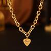 European and American Simple Love Stainless Steel Necklace Women's 14K Gold-plated Personalized Hip-hop Versatile English Heart-shaped Necklace